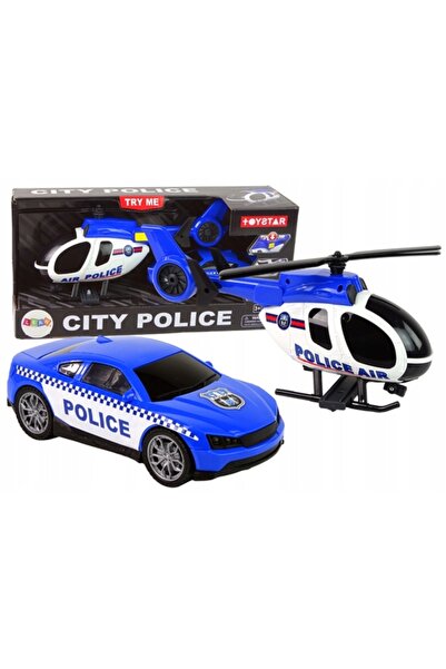 LeanToys ND24_12963 Set de vehicule Elicopter Auto Poliție