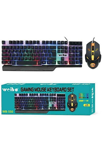 weibo Σετ πληκτρολογίου gaming WB-550 με φωτισμό RGB & ποντίκι Αγγλικά Η.Π.Α