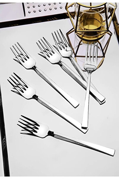 Yüsra Shop 6Pcs Dessert Fork Fruit Fork Luxury Chopstick Flat Model (Stainless Steel)