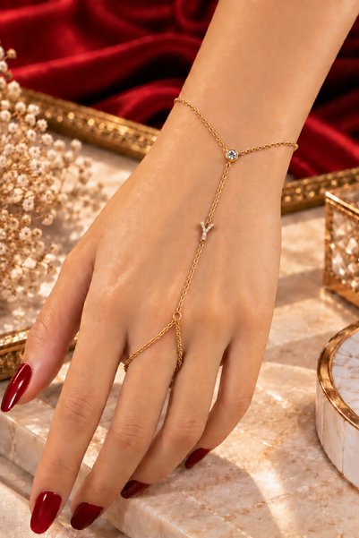 ATÖLYE ALBATROS Şahmeran - Lettered Zircon Stone Steel Women's Şahmeran