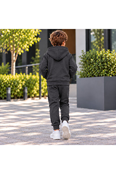 luci sports Boys' Zippered Hooded Rubberized Track Suit with Rubberized Legs