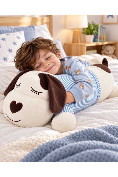 NUNU 60 CM Uzun Köpek Peluş Sarılma Yastığı Yumuşak Uyku Arkadaşı Hamile Yast...