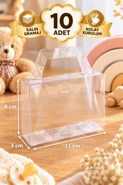 CHANCE GİFT Asetat Şeffaf Kutu Kulplu Bebek Mevlüt Yeni Doğan Hediyelik Kutus...