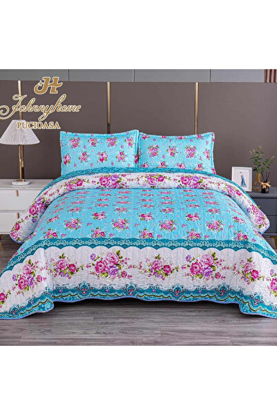 Pucioasa Home Cuvertura de pat cu 2 fete, 100% PES, 3 piese, pat 2 persoane, ...
