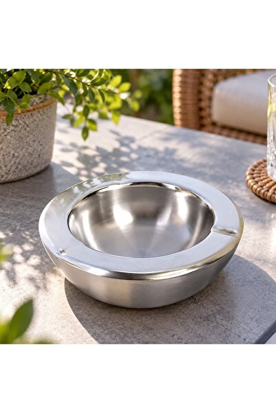 DD SHOP Scrumiera inox perete dublu 14x14x5 - Scrumiere Metalice, Decoratiuni...