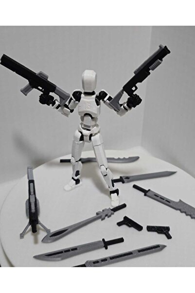 Genel Markalar Dummy13 Aksiyon Eklemli Robot Figür Oyuncak - Beyaz Siyah