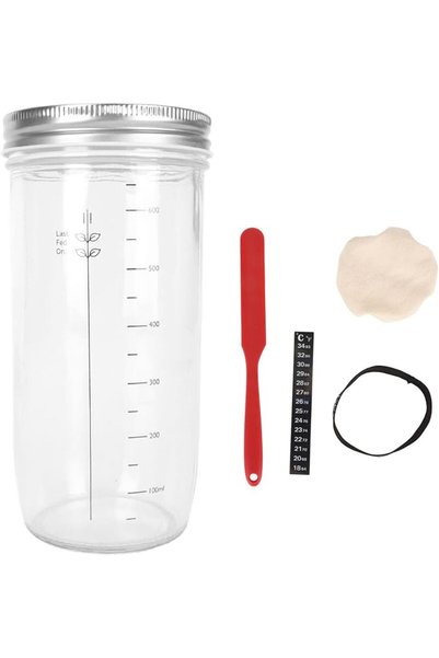 GENERAL Sourdough Starter Kit, 24oz Glass with Spatula, Unique Feeding Line M...