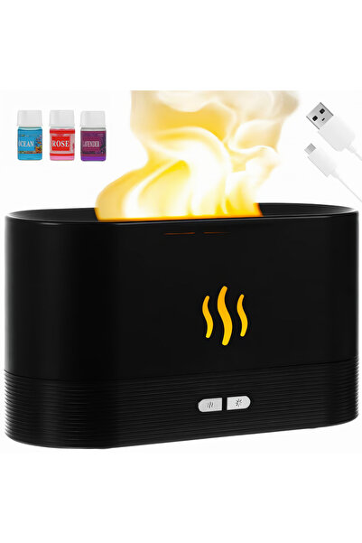 varioshop ® υγραντήρας δωματίου, εφέ φλόγας, 7 φώτα + 3 αγνά αιθέρια έλαια, ε...