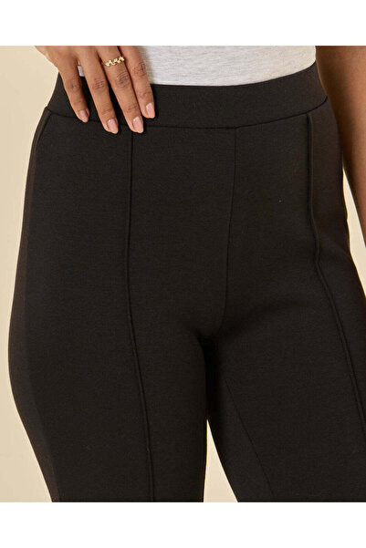 REDTAG Women Black Plain Flared Leggings