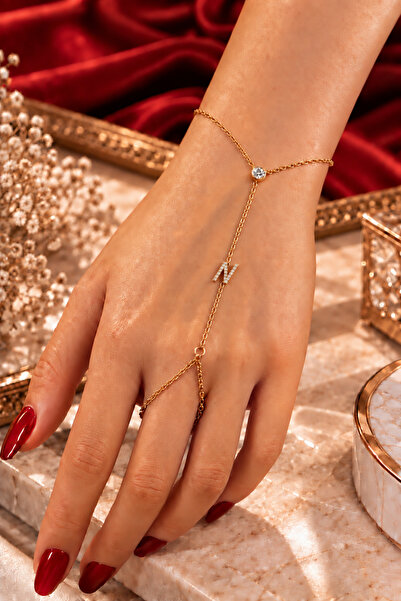 ATÖLYE ALBATROS Şahmeran - Lettered Zircon Stone Steel Women's Şahmeran