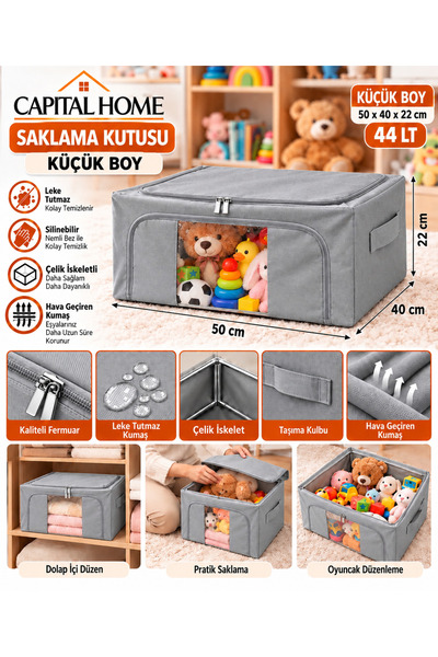 ÇOK AMAÇLI ÇELİK İSKELETLİ+ ŞEFFAF PENCERELİ+ÇİFT FERMUARLI+ 50 x 40 x 22 cm