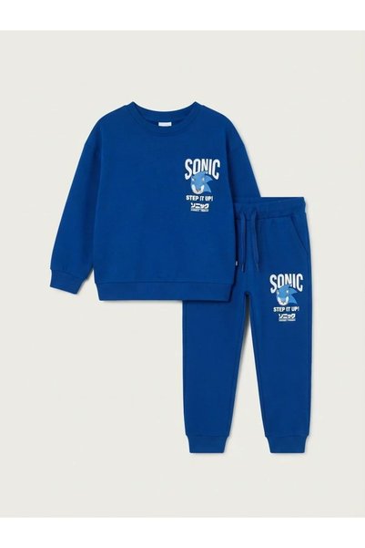 kidstalya Character Printed Navy Blue Boy's Suit - Sonic