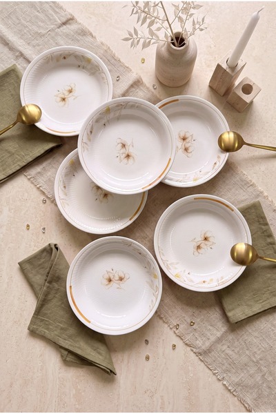 Yiğit Seramik Züccaciye Nevruz Model 6 Pieces Modern Dinner Plates
