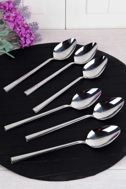 Yüsra Shop 12 luxury dessert spoons flat model (stainless steel)