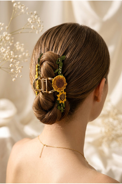 Cinderella Accessories Örgü Ayçiçeği Sarmaşık Yapraklı Tasarım Çiçekli Kadın ...