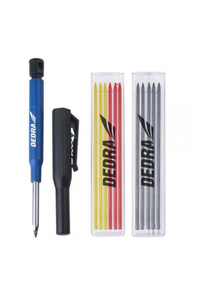 dedra Set de creioane mecanice automate, 13 piese, cu 12 mine gri, galbene, r...