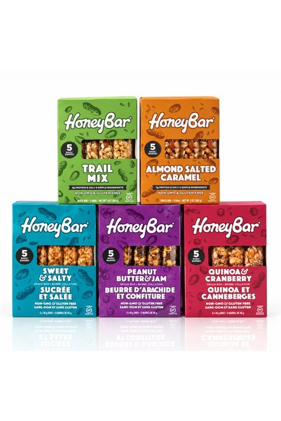 Honeybar Assorted 5-Pack | 20 x 40g Healthy Snack Bars, Natural, Vegan, Glute...