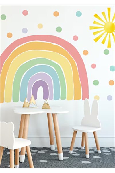 LABELOVE Pastel Gökkuşağı Çocuk Odası Duvar Sticker