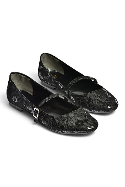 Fox Shoes Z726232704 Black Fabric Banded Women's Ballerinas