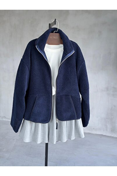 Basic Fermuarlı Peluş Teddy Ceket