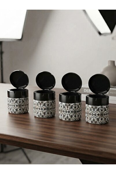 Adalinhome Scrumieră din sticlă cu capac – Design elegant anti-miros, 4 bucăți