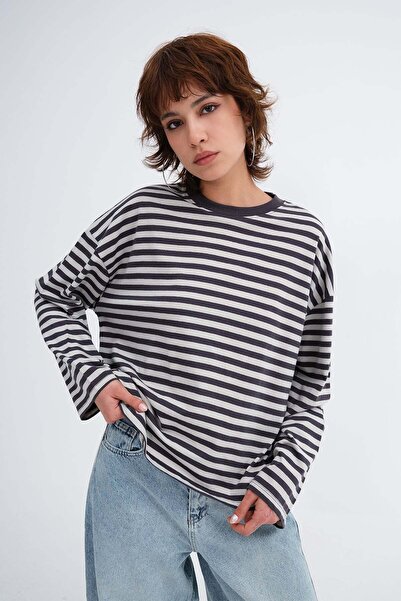 Addax Striped Long Sleeve T-Shirt P10784