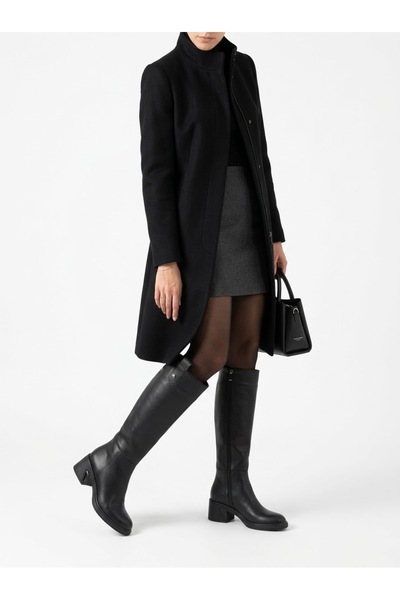 ARTI ARTI AYAKKABI Artı-Artı006-1909 Women's Daily Thick Heeled Black Leather Boots