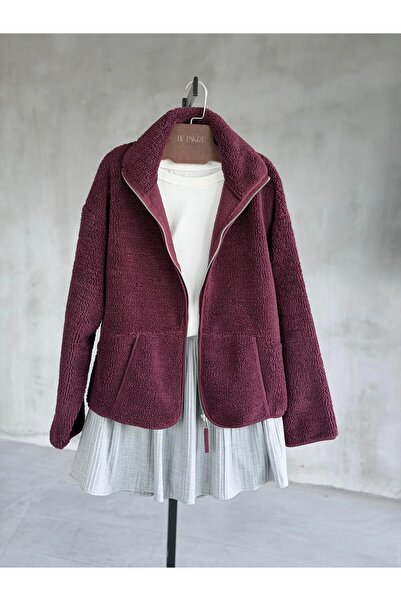 By Pakize Basic Fermuarlı Peluş Teddy Ceket