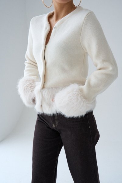 Secret Passion Lingerie New Season Women's Cardigan with Fur Detail on the Sleeves 251104