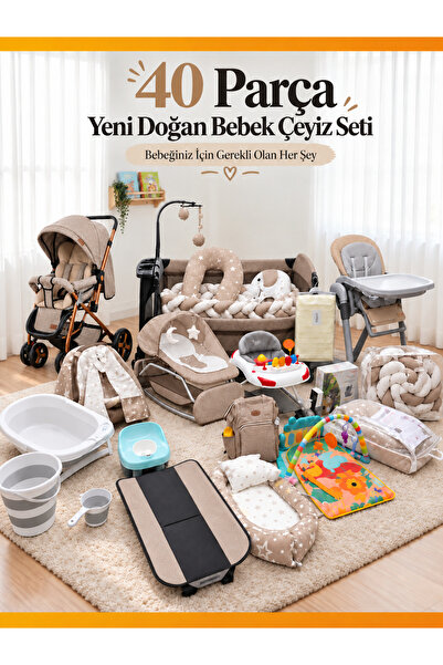 modabebekler Çift Yönlü Bebek Arabası 40 Parça Yeni Doğan Bebek Çeyiz Seti Pa...