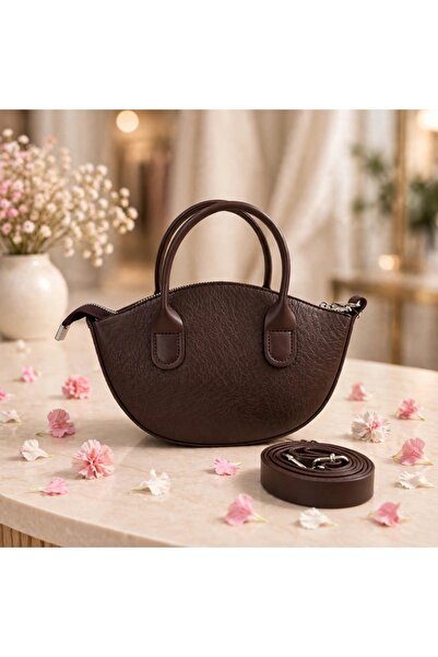 Mini Oval Yarım Ay Kol Çantası - Çapraz Askılı Günlük Kadın Çantası - Fermuarlı Mini Omuz Çantası