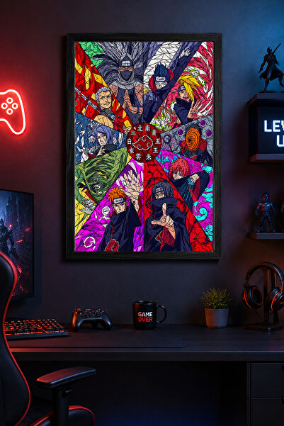 Charmbi Poster înrămat din lemn Naruto Akatsuki, pictură de perete cadou, imp...
