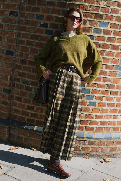 Manuka Plissed Plaid Wide-Leg Pants Plaid