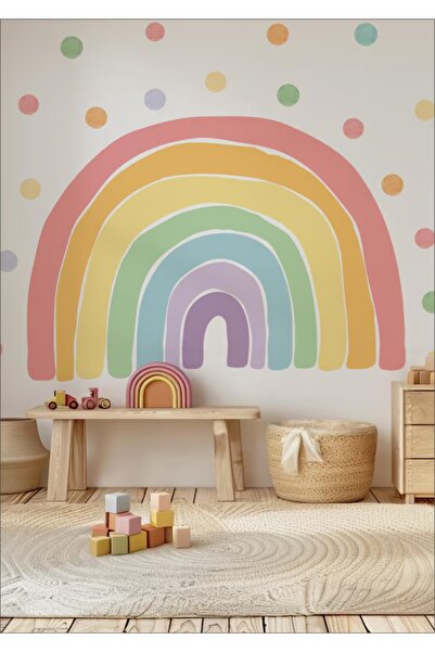 LABELOVE Pastel Gökkuşağı Çocuk Odası Duvar Sticker