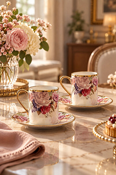 Cooker Florentis 2-Person 90 ml Porcelain Coffee Cup Set Ckr4612