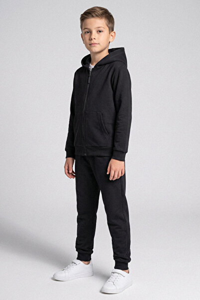 kinderos Plain Basic Hooded Two-Thread Children's Tracksuit Set - 26K 1809