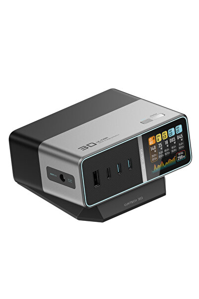 Cuktech Stație de încărcare Cuktech, GaN, PD 3.1, ecran IPS, 300W, 3x USB-C, ...