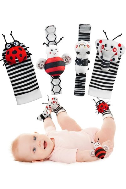 GENERAL Infinno High Contrast Baby Toys Infant Rattle Socks and Wristband Set...