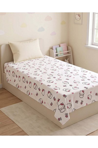 REDTAG White Hello Kitty Printed Flat Sheet 160x220cm
