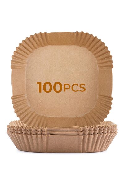 NUODWELL Set de 100 de hârtii de copt de unică folosință pentru friteuza cu aer cald, NUODWELL, Material de uz alimentar, sigur și non-toxic, rezistent la temperaturi ridicate de 220 de grade. ° Rezistent la ulei și apă, antiaderent, ușor de utilizat