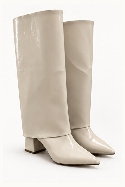Solo Bag Women's Pointed Toe Stylish Modern Thick Heeled Blanche Beige Patent...
