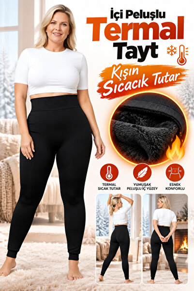 Jenny Daphne Plush Inside Thermal Leggings Women's Plus Size High Waist Winte...