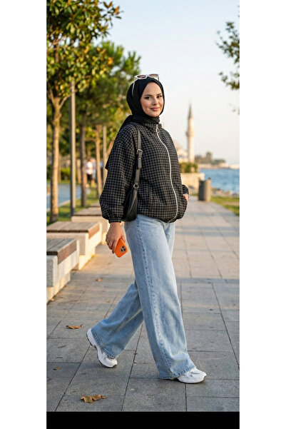Ekose Fermuarlı Sweatshirt ✨ Şık • Rahat • Günlük kullanıma uygun