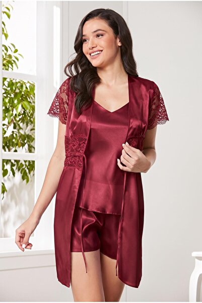 Pierre Cardin Satin Lace 3-Piece Women's Dressing Gown Set 2480