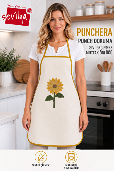sevilya Punchera Punch Dokuma Sıvı Su Geçirmez Mutfak Önlüğü
