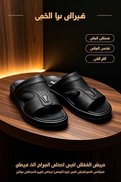 Saudi Step شباشب رجالية بفتحة جانبية مفتوحة | جلد محبب متين، نعل سميك ماص للص...