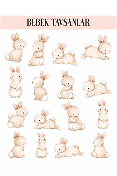 LABELOVE Bebek Tavşanlar Çocuk Odası Duvar Sticker