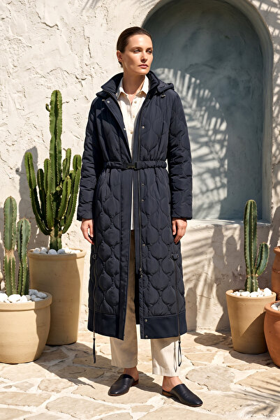 Levidor Inflatable Quilted Coat with Zipper and Snap Fastener Detail on the F...
