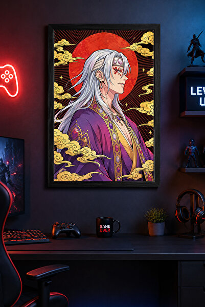 Charmbi Poster înrămat din lemn Demon Slayer, pictură de perete cadou, imprim...