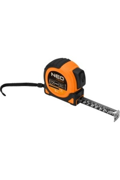NEO Tools Ruletă din oțel super negru 3 m x 16 mm, blocare automată, două but...